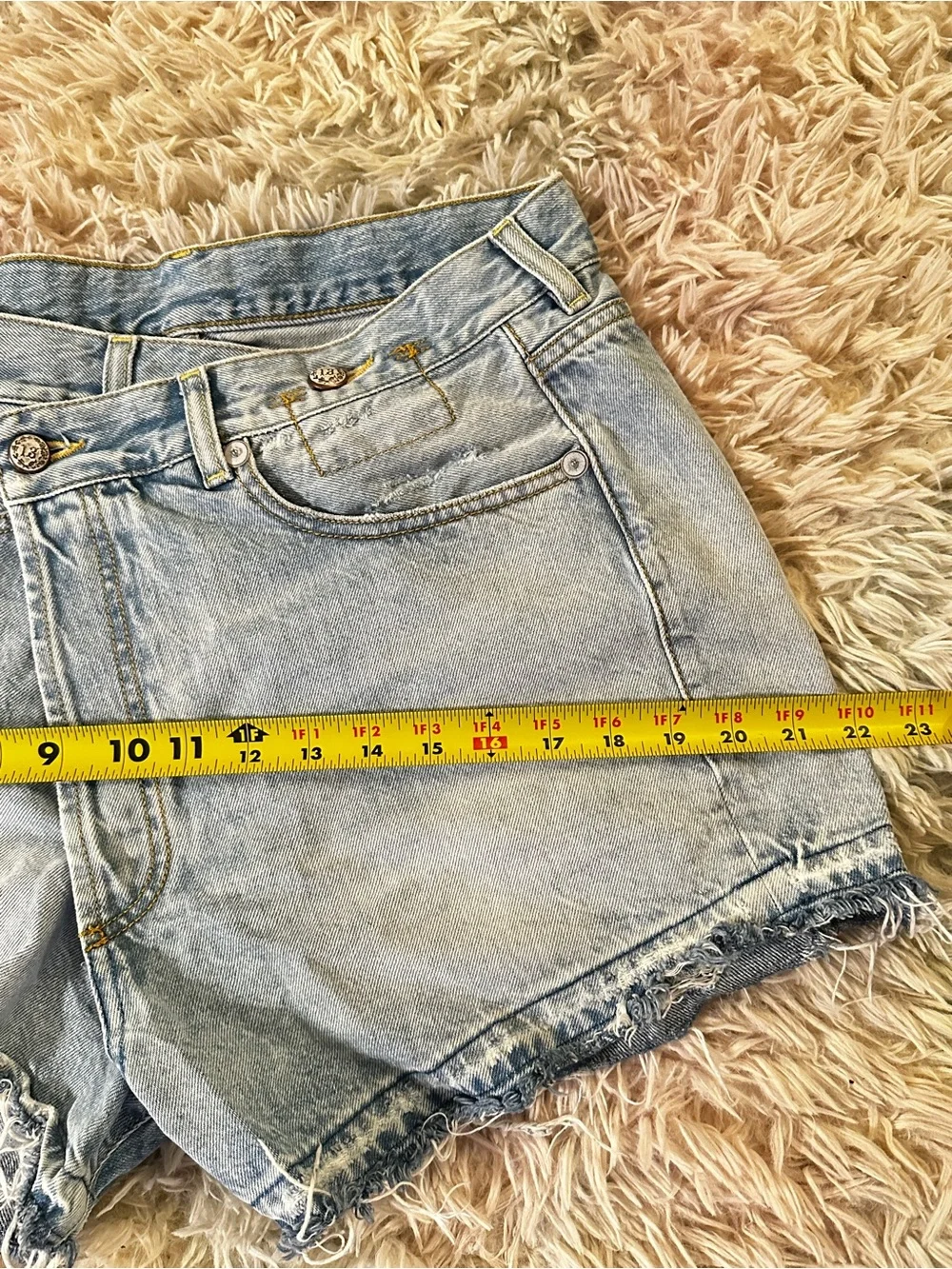 New R13 Tilly With Let Down Hem Crossover Asymmetric Denim Shorts Size 25